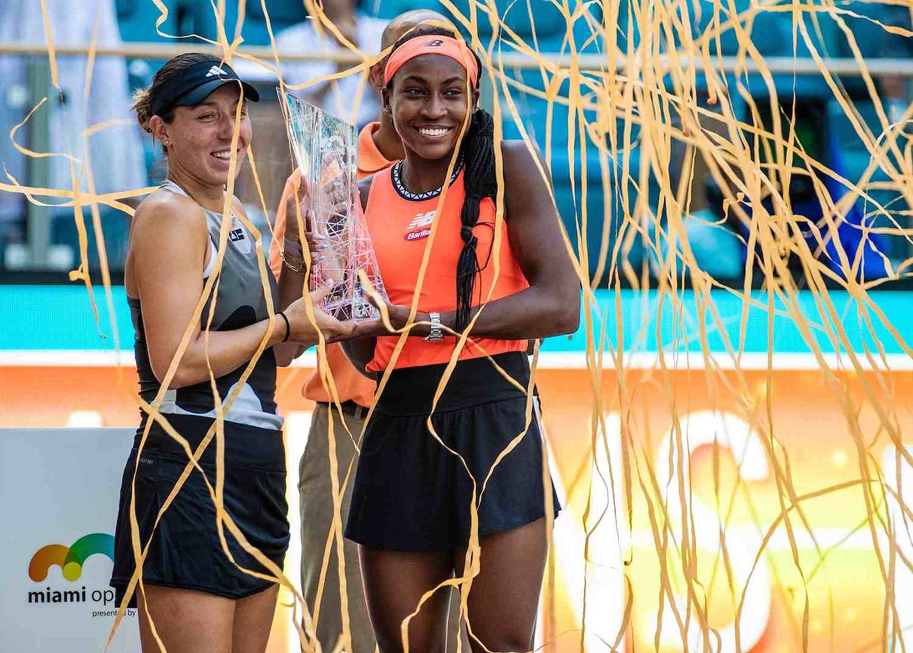 Delray Beach's own Coco Gauff (left) with fellow Florida resident Jessica Pegula, won the women's doubles championship at the 2023 Miami Open.