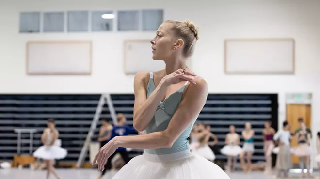 Dawn Atkins dancing in the rehearsal studio