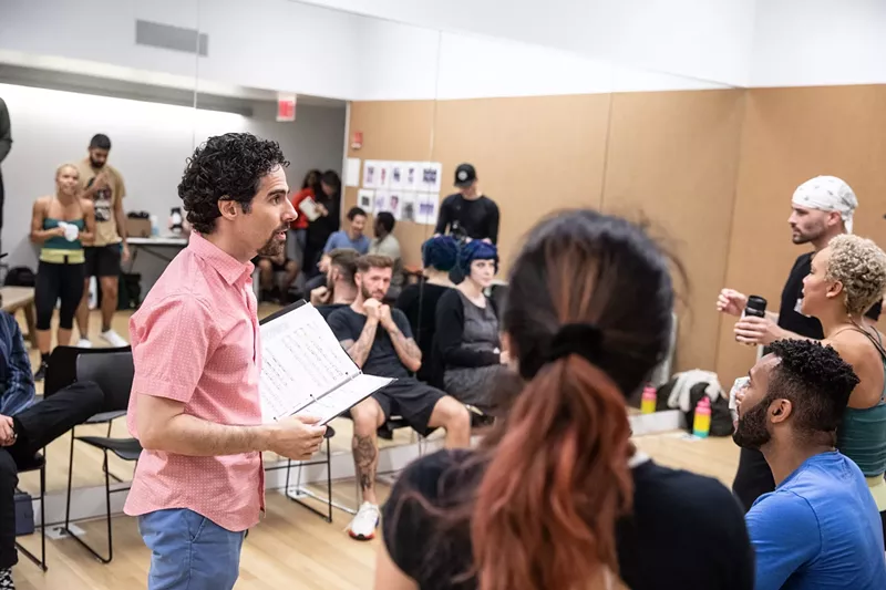 Image: Alex Lacamoire in the rehearsal studio with the cast