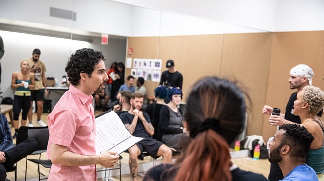 Alex Lacamoire in the rehearsal studio with the cast