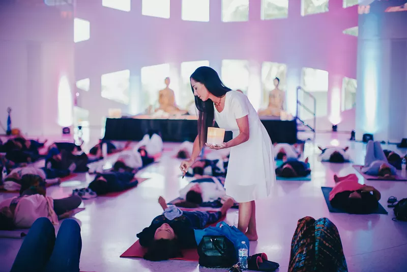 Image: Agustina Caminos leading a meditation
