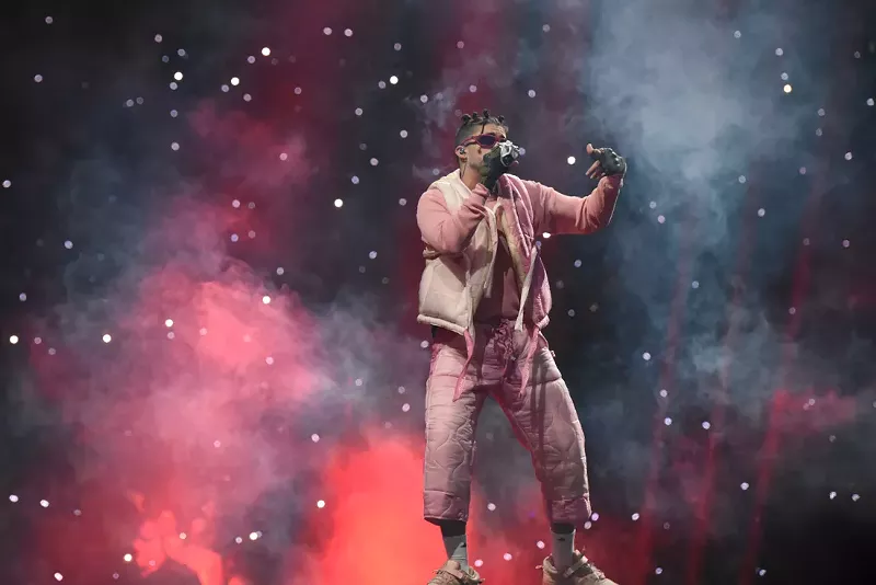 Image: Bad Bunny performing on the second night of a three-night stint at the FTX Arena on Saturday, April 2. See more photos from Bad Bunny at FTX Arena here.