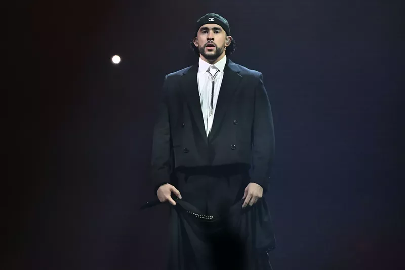 Image: Bad Bunny on stage at T-Mobile Arena in Las Vegas