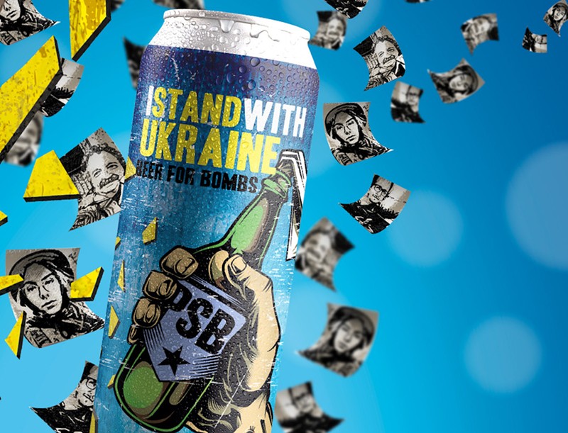 Beer for Bombs is a collaboration brewed by 26 Degree Brewing Co. to support Pravda Brewery in Ukraine.