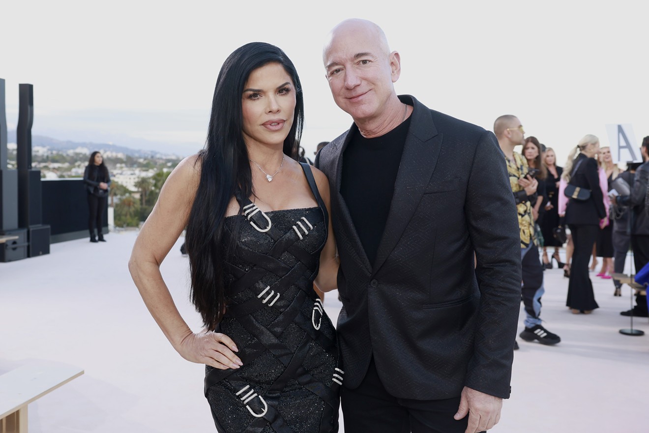 Jeff Bezos and Lauren Sanchez attend the Versace FW23 Show in West Hollywood, California.