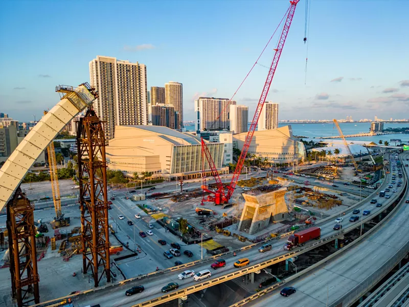 Construction work is underway on the Signature Bridge project.