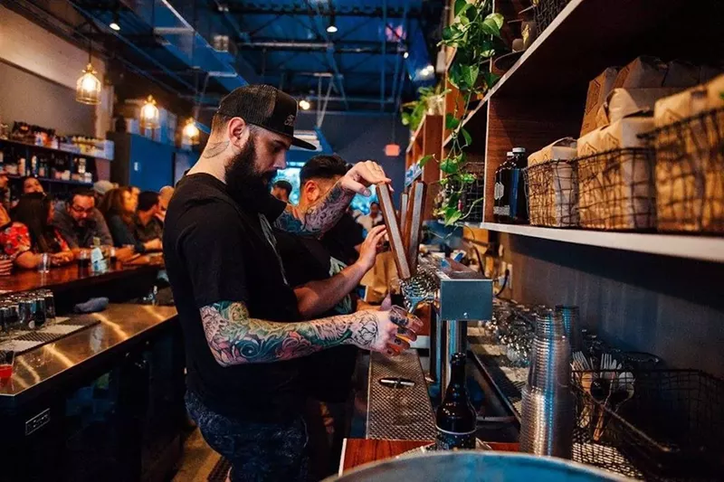 Image: The bustling craft beer bar at Boxelder