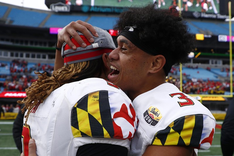 Taulia Tagovailoa of the Maryland Terrapins after their win at the Duke's Mayo Bowl at Bank of America Stadium on December 30, 2022 in Charlotte, North Carolina.