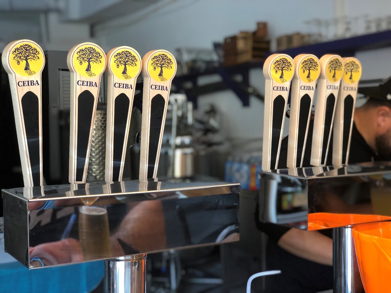 Tap handles at Ceiba's meadery in the Bird Road Arts District.
