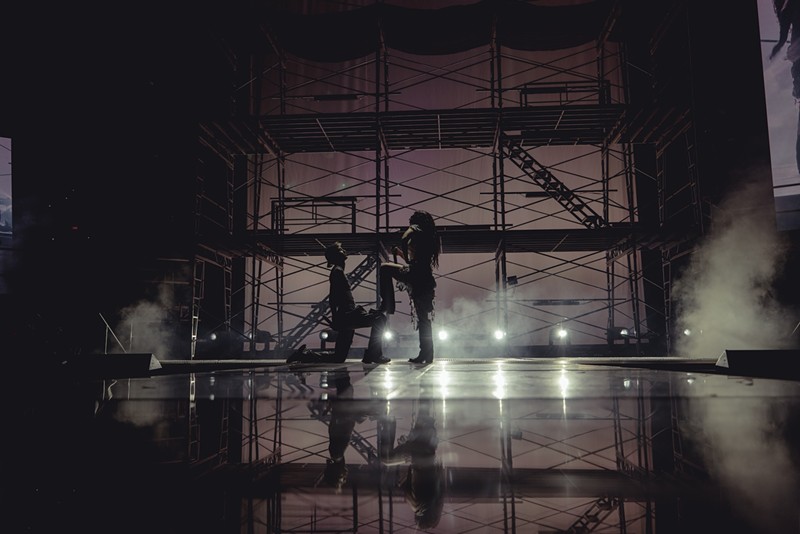 Troye Sivan and Charli XCX on stage during the Sweat Tour's stop at Madison Square Garden in New York City