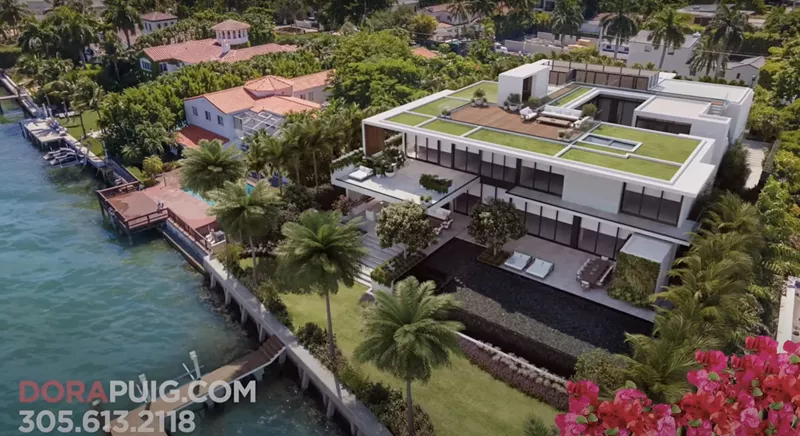 Image: aerial shot of Miami Beach mansion
