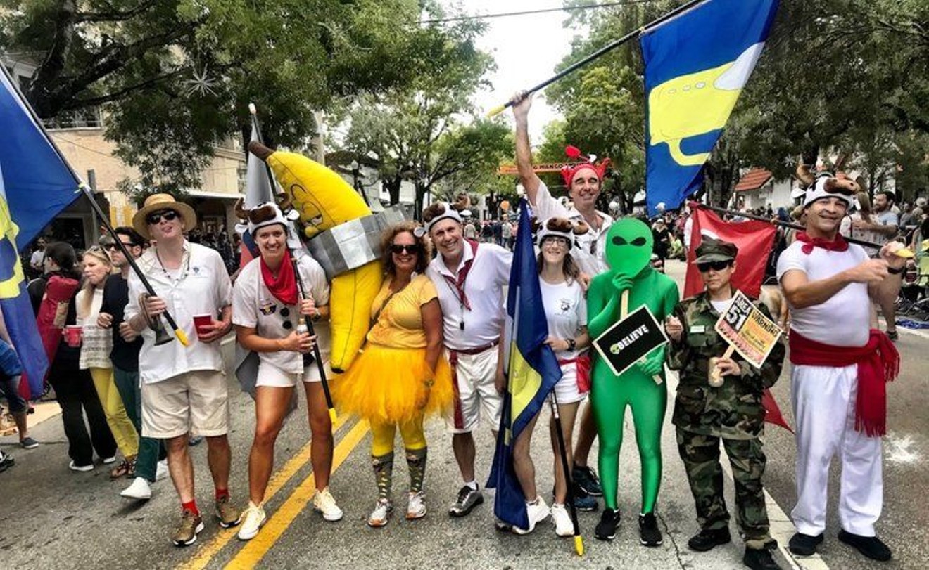 The King Mango Strut Parade in Coconut Grove will once again poke fun at the headlines and pop culture on Sunday, January 7.