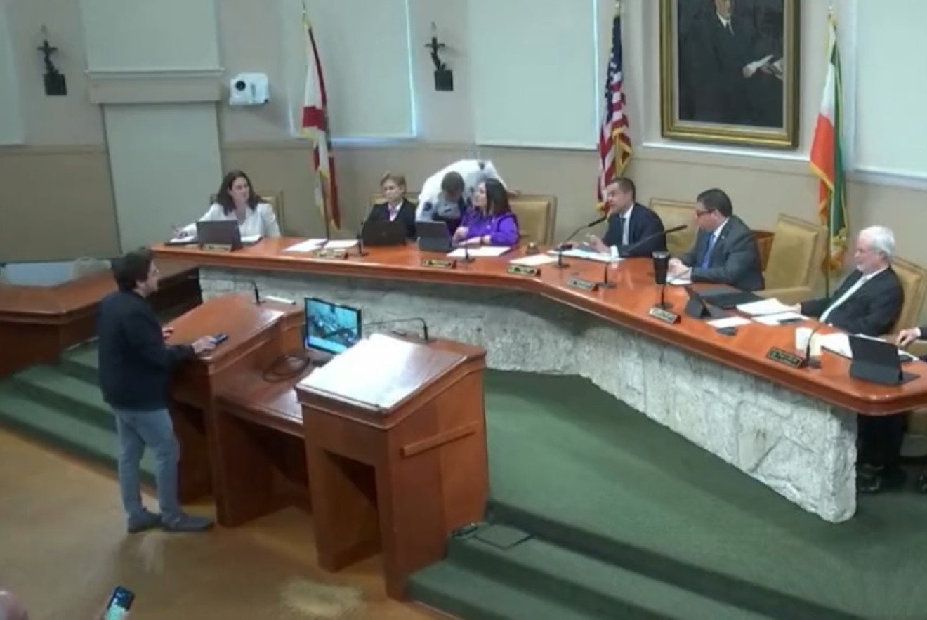Coral Gables Mayor Vince Lago calls Billy Corben "Mr. Cohen" after the filmmaker accuses him of corruption at an October 10 city meeting.