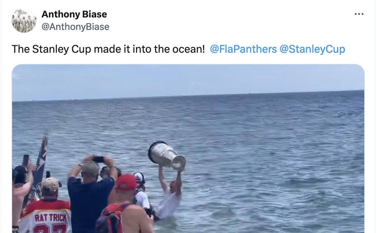 It Floats! Florida Panthers Dunk the Stanley Cup in the Atlantic