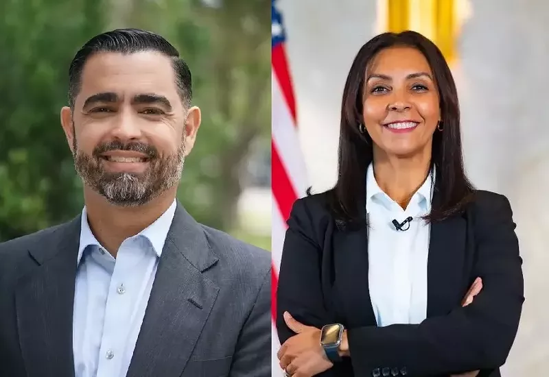 Image: Side by side photos of smiling county sheriff's candidates in Miami-Dade County