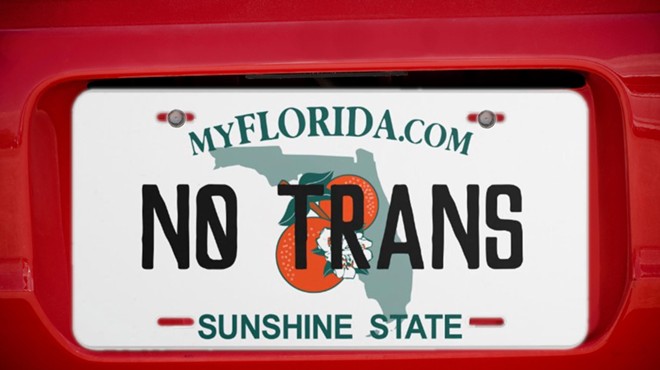 A Florida license plate that reads "No Trans"