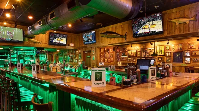 bar with green lighting