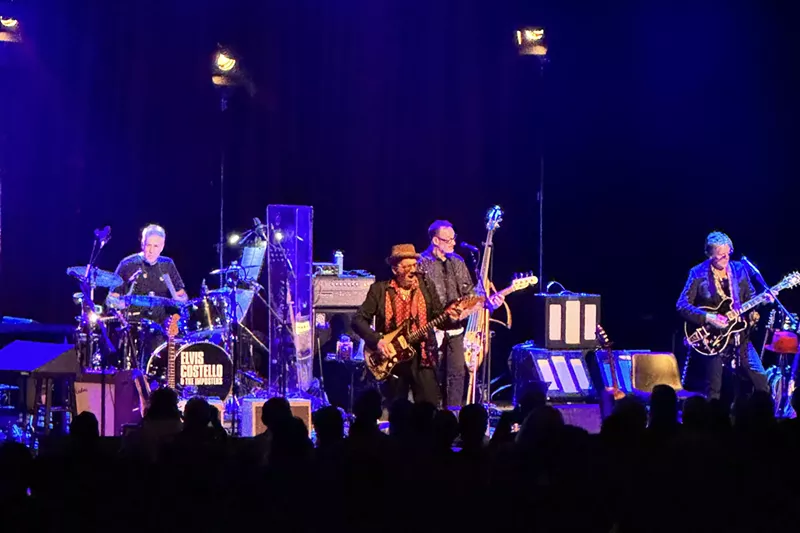 Image: Elvis Costello and his band on stage at the Fillmore Miami Beach