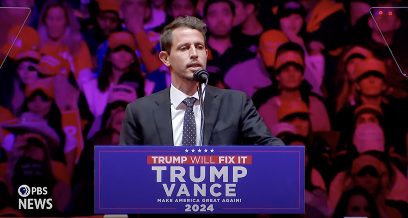 Image: Stand-up comedian Tony Hinchcliffe, who called Puerto Rico a "floating island garbage" during former President Trump's Madison Square Garden rally on Sunday night.