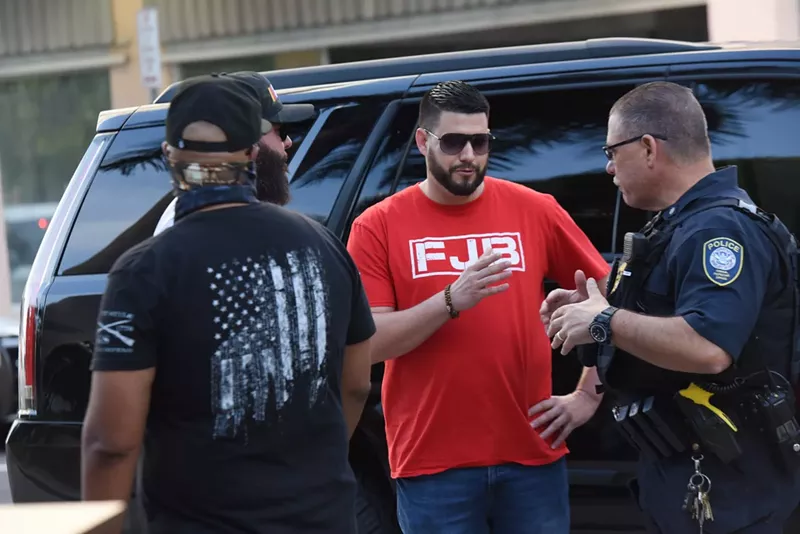Image: Gabriel Garcia outside Miami's Federal Detention Center at an event marking the first anniversary of the January 6, 2021, Capitol riot