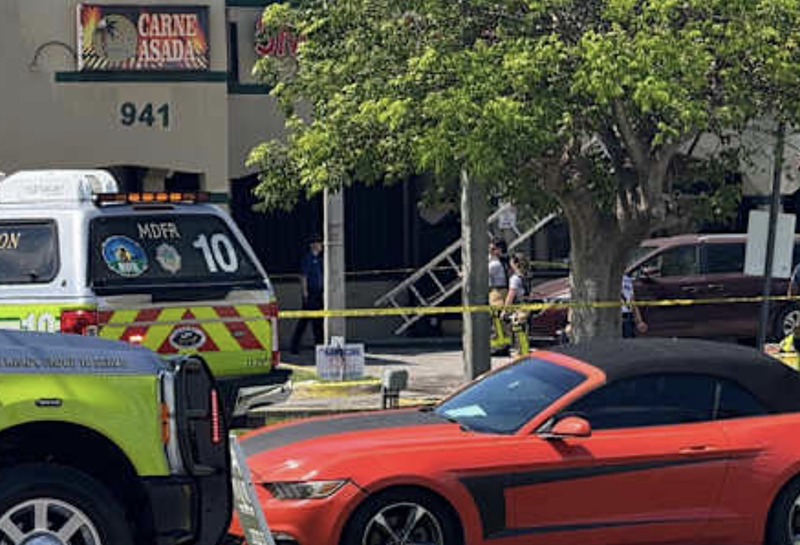 Image: A Local 10 News photo of the scene of the Florida City restaurant and strip mall after the explosion.