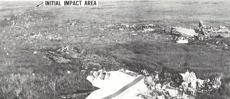 Image: Aerial image of the wreckage of Eastern Airlines Flight 401, which crashed in the Everglades in December 1972.