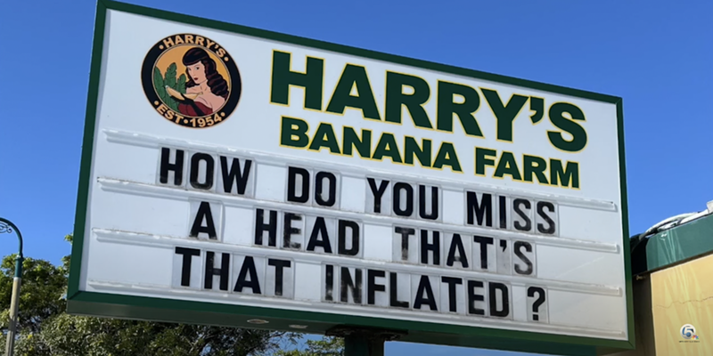 A sign outside Harry's Banana Farm in Lake Worth Beach after the attempted assassination of Donald Trump.