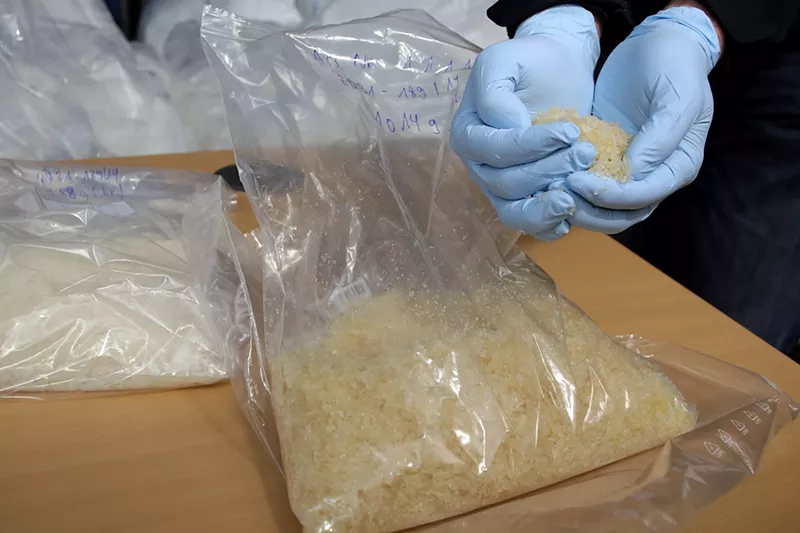 Image: Stock photo of methamphetamine manufacturing material from a German drug bust.