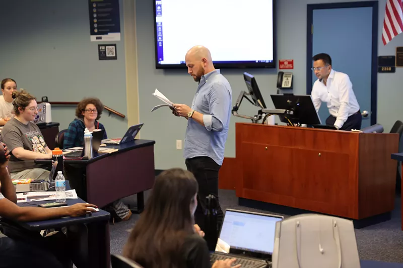 Image: Dean Michael Cheng and Matthew Kuscher in the restaurant development class