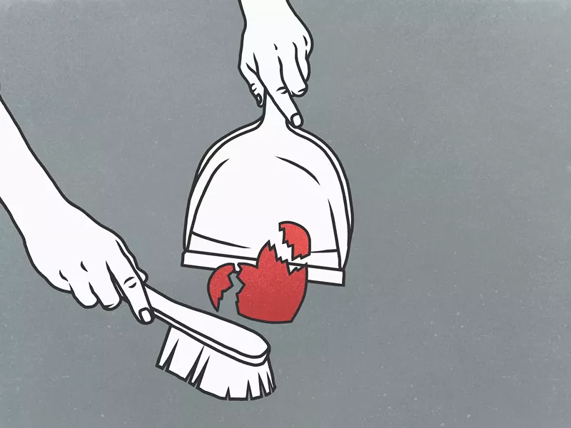 Image: Illustration of hands sweeping up a broken heart