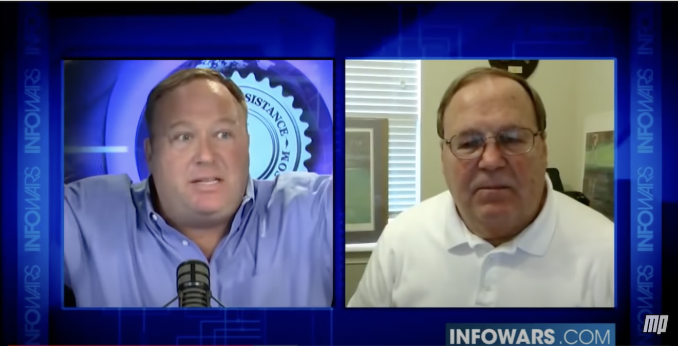 Florida man Wolfgang Halbig (right), who spread conspiracy theories about the Sandy Hook massacre on Alex Jones' (left) Infowars show, has filed for bankruptcy.