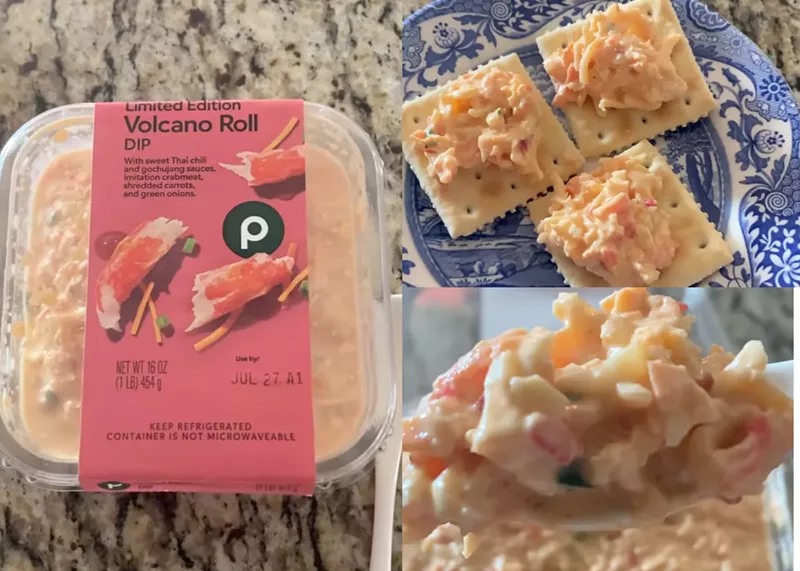 Image: A new Japanese sushi roll-inspired Publix dip is going viral on TikTok since the limited edition Volcano Roll Dip pairs well with crackers and rice.