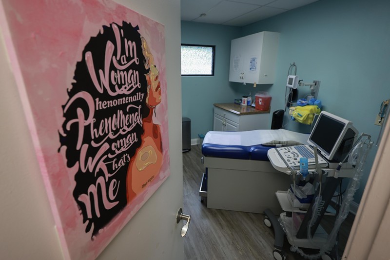 An examination room in A Woman's Choice of Jacksonville clinic