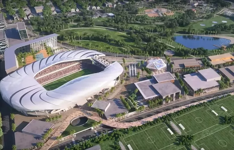Image: A CGI aerial view of Inter Miami's new soccer stadium