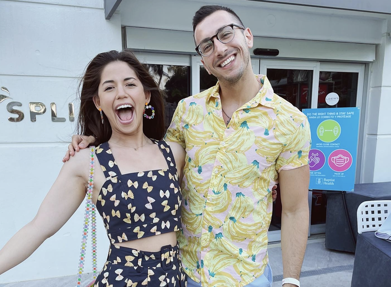 Food Network television star, food blogger, best-selling cookbook author, and restaurant owner Molly Yeh poses with fellow best-selling cookbook author and social media star Jake Cohen at an event at the South Beach Wine & Food Festival.