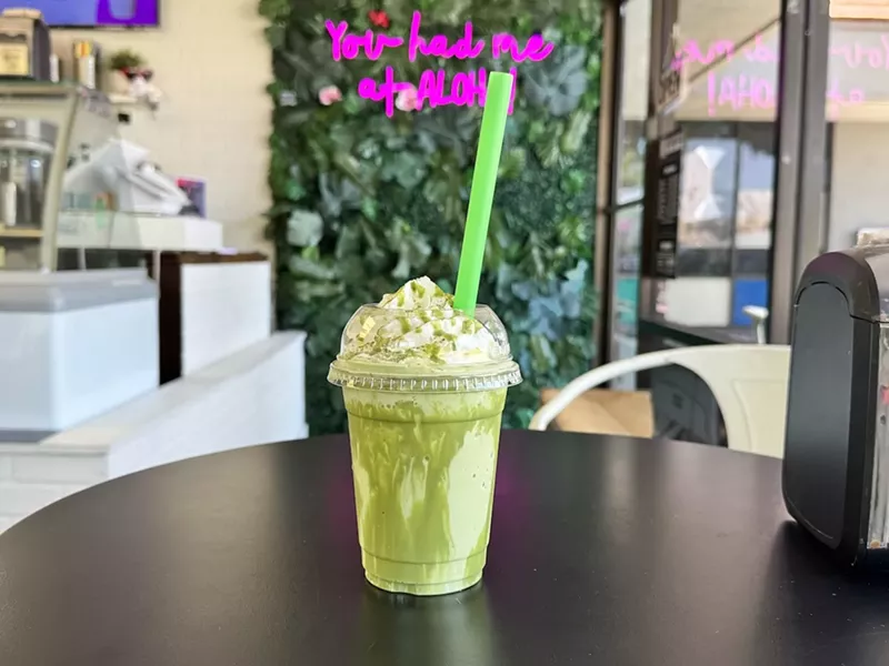 Image: A growingly crowd favorite at Sweet Aloha in Davie, the Matchalicious Milkshake.