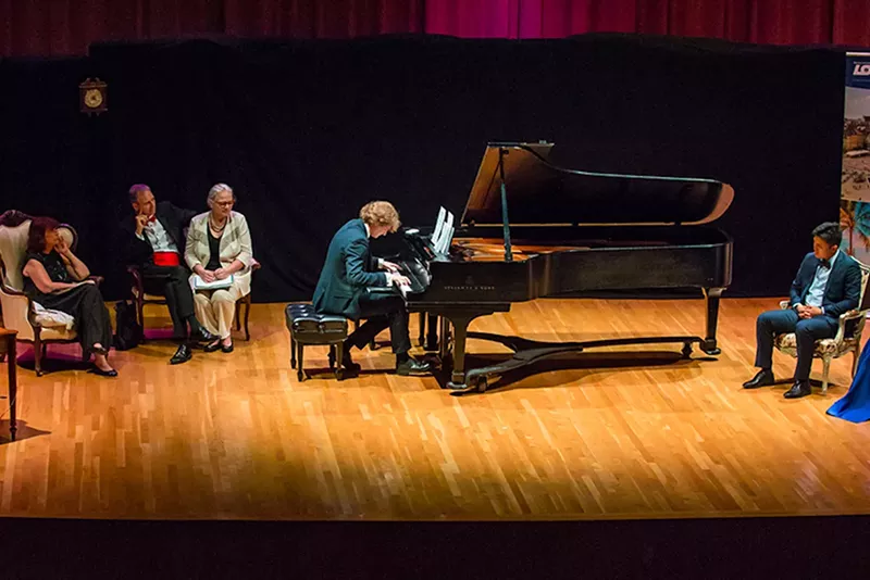 Image: During the final performance of the 2019 Frost Chopin Academy and Festival, pianist Piotr Pawlak is given a theme on which to improvise.