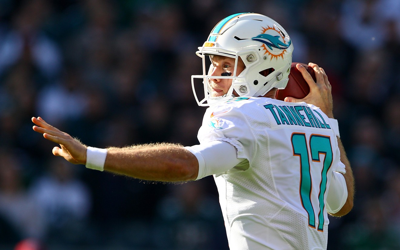 Ryan Tannehill looks to pass in a game against the Philadelphia Eagles in the first quarter at Lincoln Financial Field on November 15, 2015.