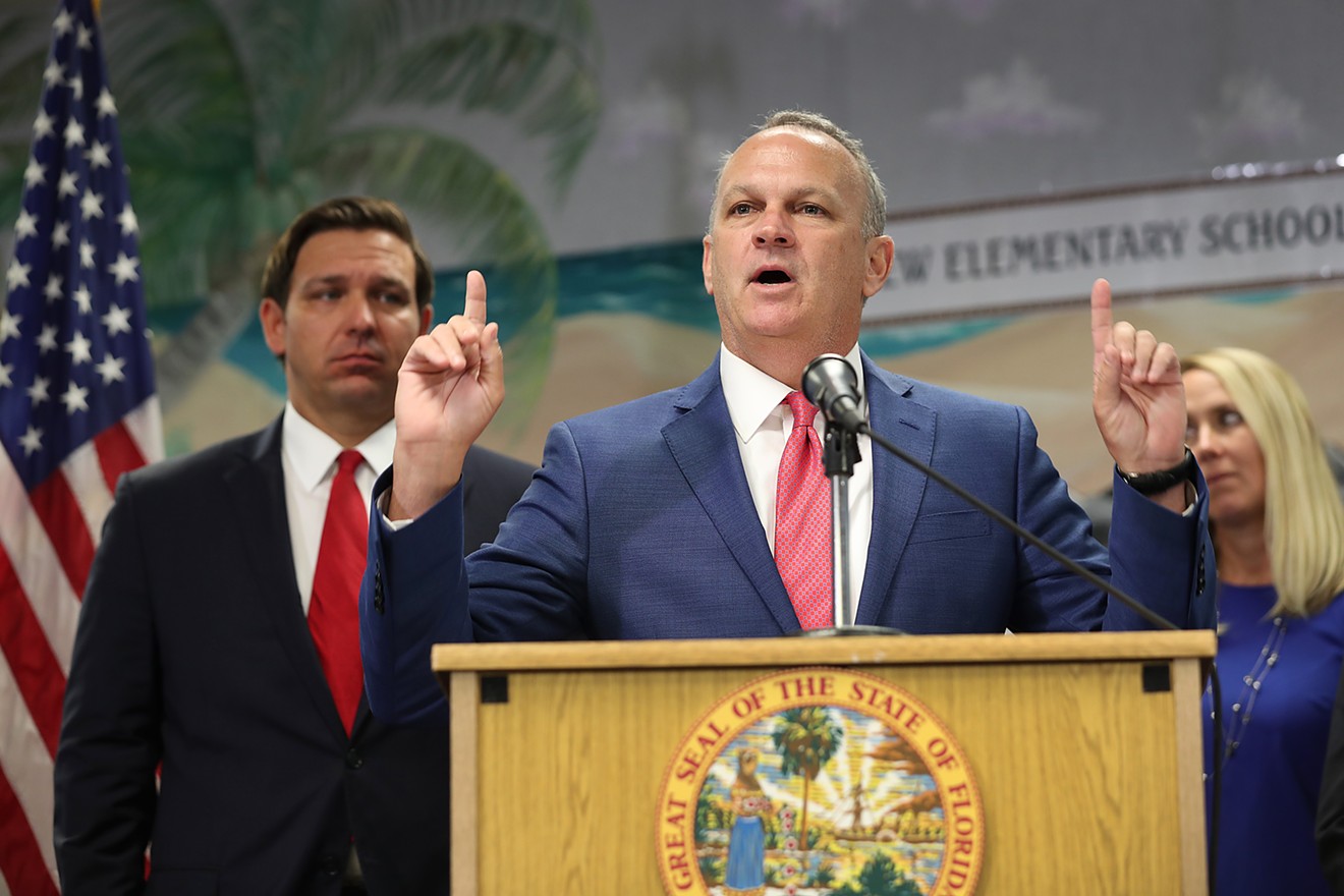 Then-education commissioner Richard Corcoran speaks during a press conference at Bayview Elementary School on October 07, 2019, in Fort Lauderdale, Florida.