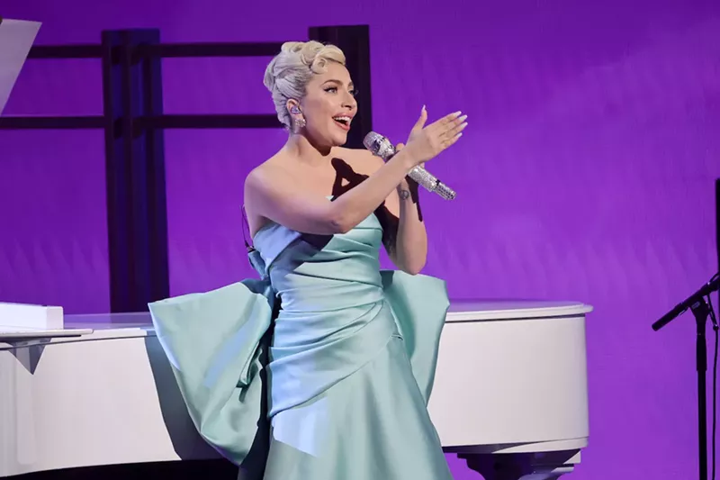 Image: Lady Gaga performing at the Grammy Awards at MGM Grand Garden Arena in Las Vegas on April 3, 2022