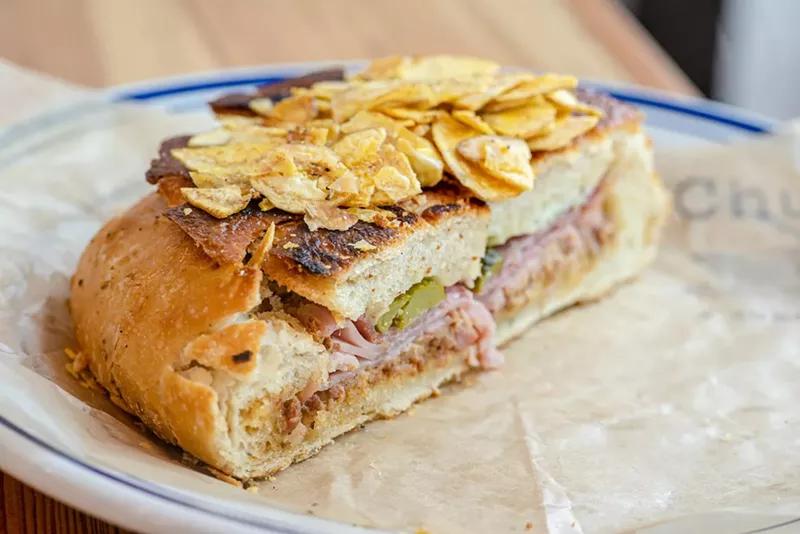 Image: Chug's plantain chip-topped Cuban sandwich.