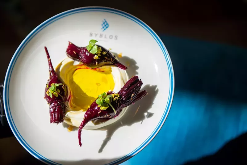 Image: Since 2015, Byblos has participated in Miami Spice, offering signature dishes like roasted beets with labneh, pistachio, and caraway.