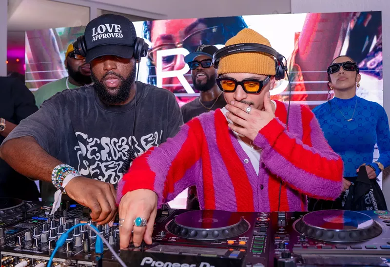 Image: Leslie "Aya" Ayafor and Joe Kay DJing in front of the decks