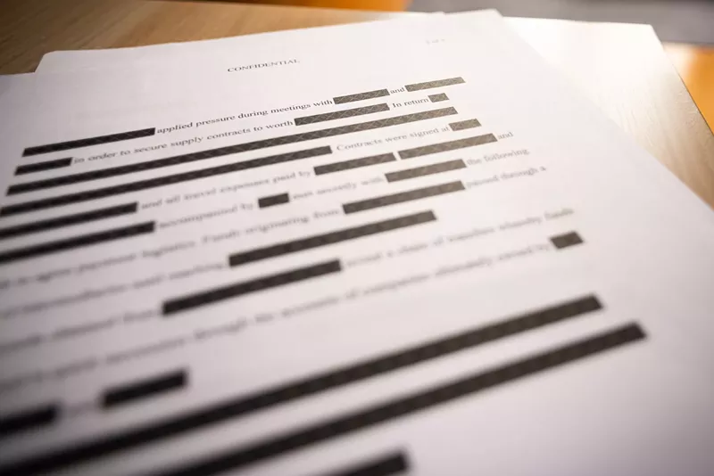 Image: Lines blacked out on a sensitive document