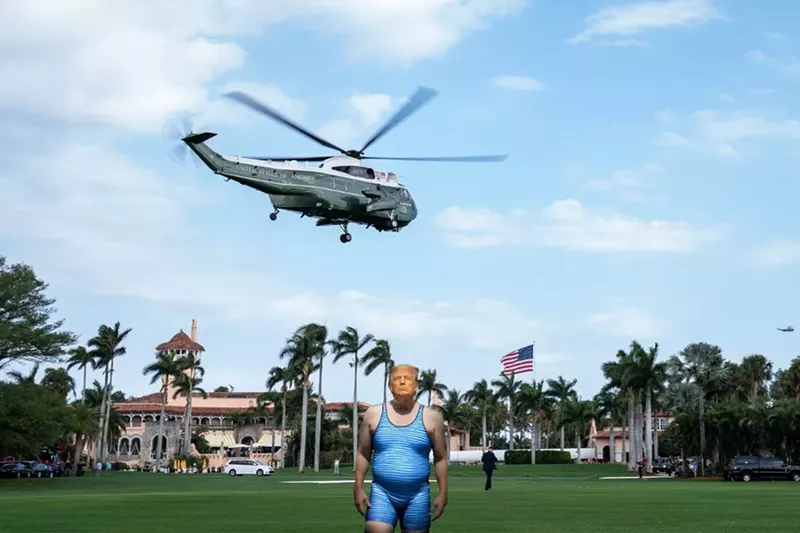 Image: An AI-generated photo shows President Donald Trump in a bathing suit at Mar-A-Lago in Palm Beach.