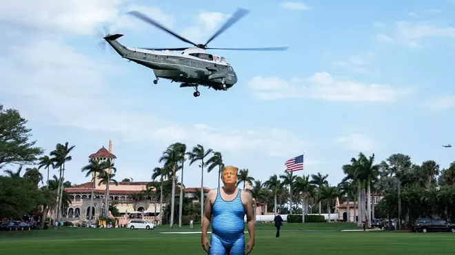 An AI-generated photo shows President Donald Trump in a bathing suit at Mar-A-Lago in Palm Beach.