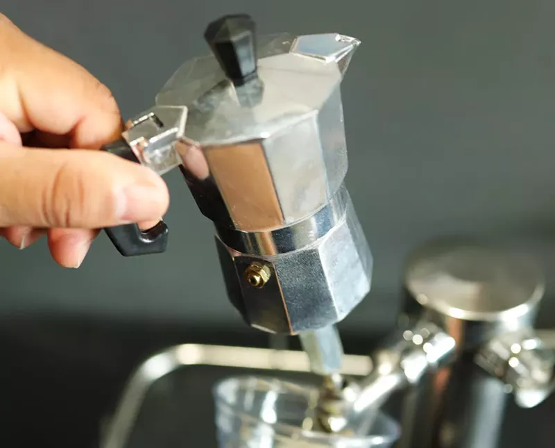 Image: The Miami Beer Week mascot is the classic aluminum espresso pot — a homage to the cafecito, Miami's unofficial official beverage.