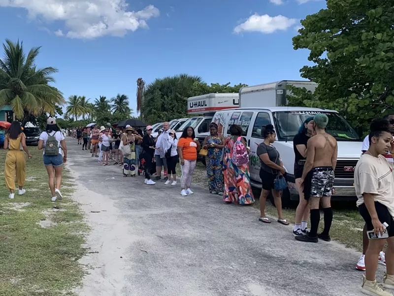 Image: Long lines snaked outside the Vegan Block Party.