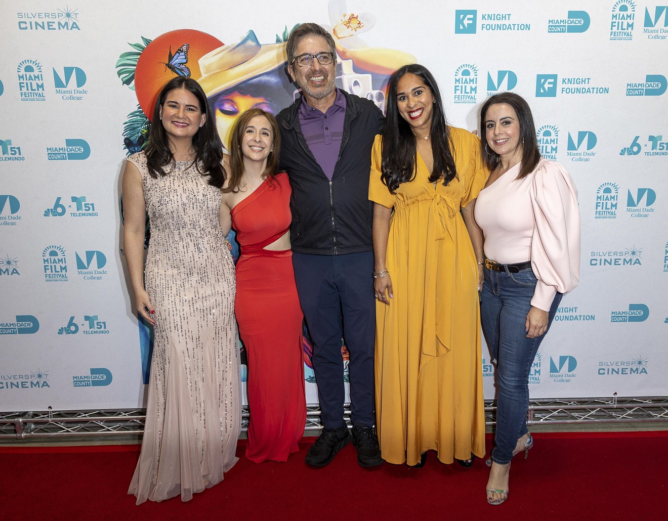 Miami Dade College executive director of cultural affairs María Carla Chicuén (left), director of programming at Miami Film Festival Lauren Cohen, actor Ray Romano, MDC vice president for external affairs & strategy and chief of staff Maryam Laguna Borrego, and MDC board member Dr. Anay Abraham