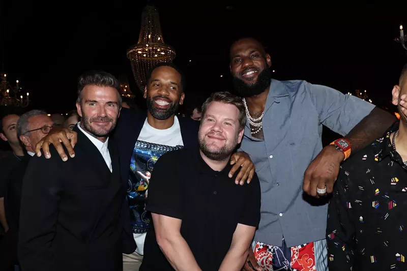 Image: David Beckham, Maverick Carter, James Corden and Lebron James enjoy last year's Carbone Beach.